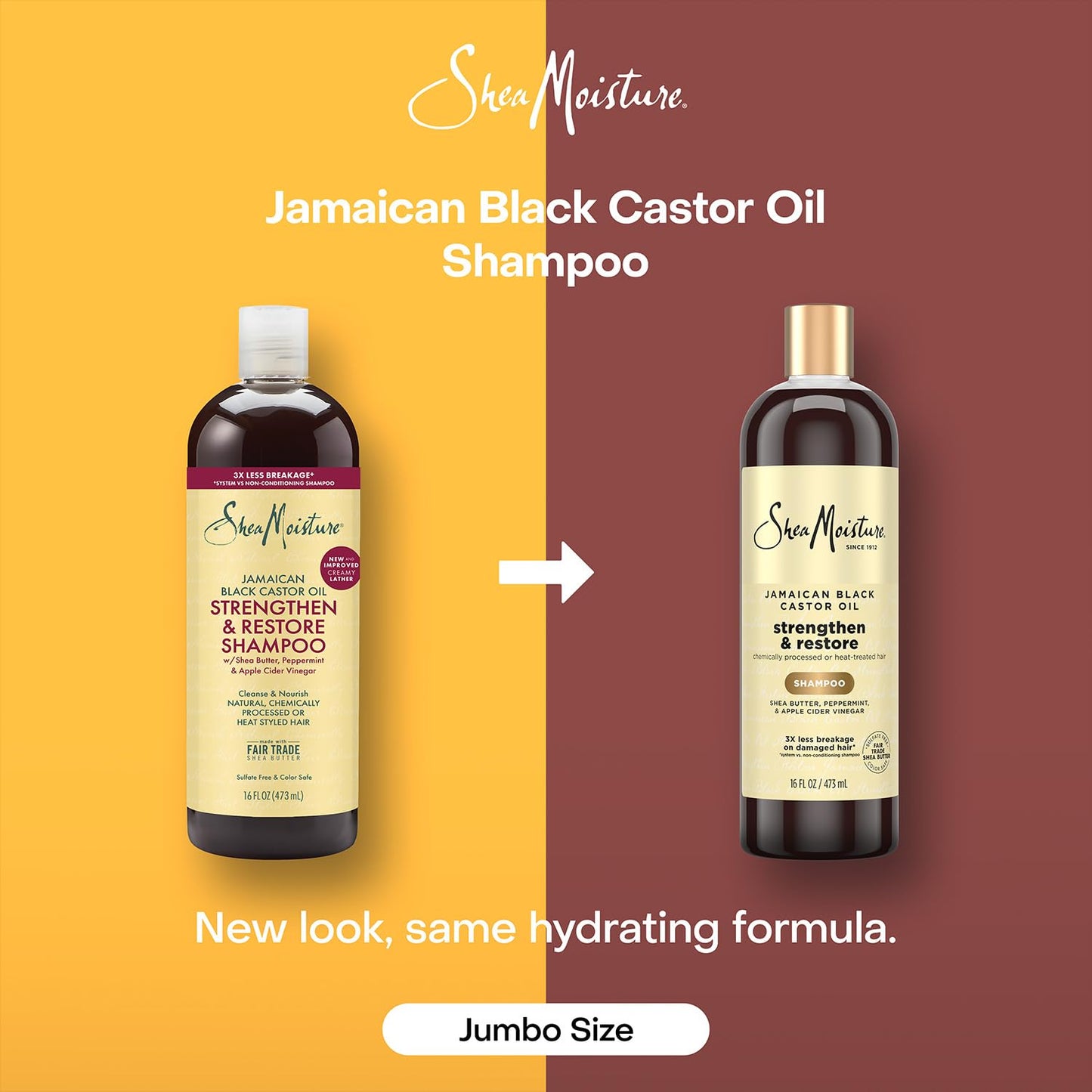 Shea Moisture Jamaican Black Castor Oil Strengthen & Restore Shampoo 2-Pack, 16 Oz Ea