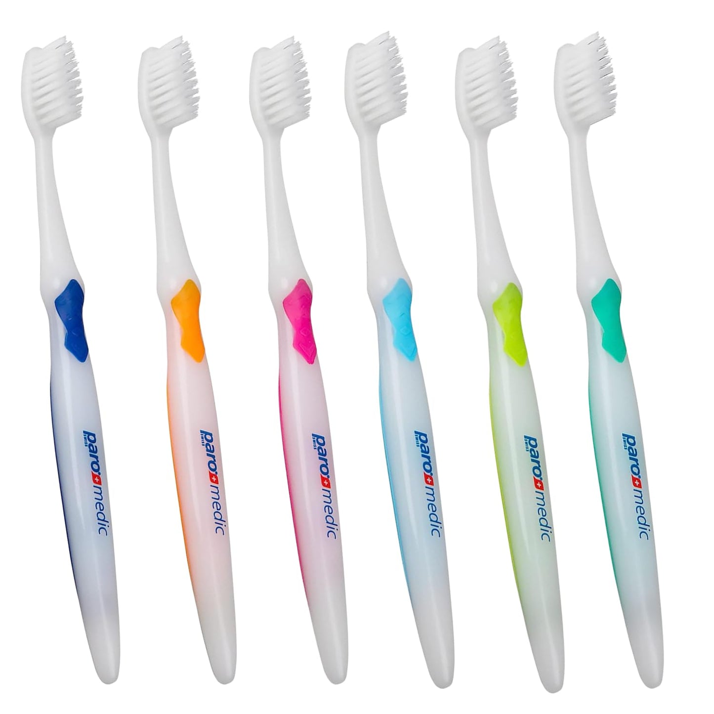 Paro Medic Soft Toothbrush, Conical and Soft Filament with Silky-Fine, Ultra Flexible End, Soft Konex The Gently Way to Clean The Gum (6 Pack Multi-Color)