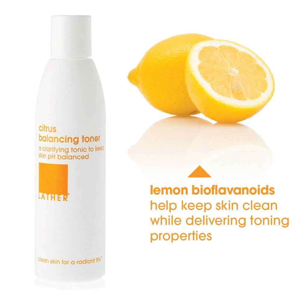 LATHER Citrus Balancing Toner - Clarifying Toner That Balances Complexion - Gentle Ingredients for All Skin Types - Alcohol Free - 6 Fl Oz