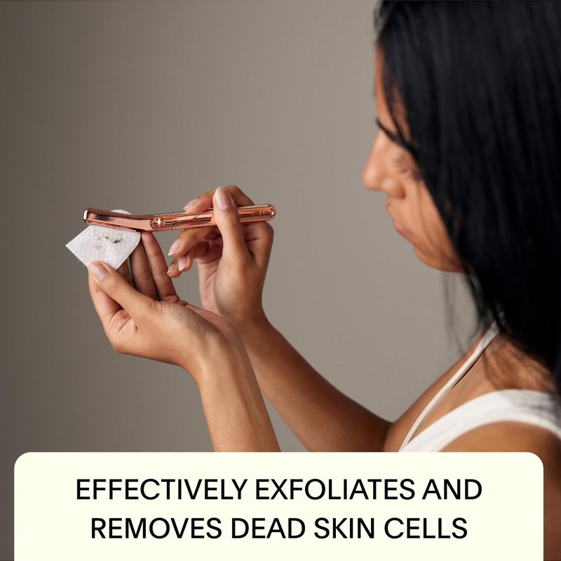 Leaf Shave | Leaf Dermaplaner, All-Metal Reusable Dermaplane Razor and Exfoliating Tool for Women, Includes Precision Clip and Two Refills - Black