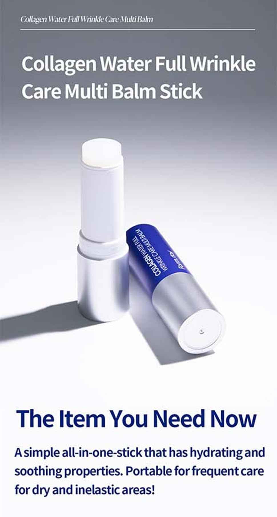 Farmstay Collagen Water Full Wrinkle Care Multi Balm - Hydrating Moisturizer for Face, Eyes & Lips, All-in-one Multi Balm Stick, Wrinkle Care, Firming, Korean Skin Care, K-Beauty 0.38 fl. oz