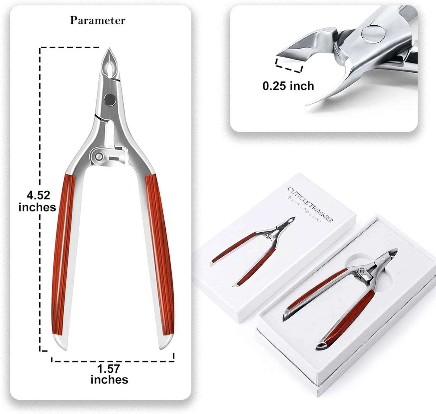 Professional Cuticle Nippers - Luxurious Wooden Handle Cuticle Trimmer | Stainless Steel for Manicure & Pedicure