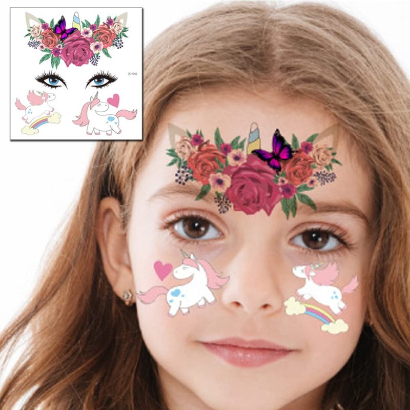 Animal Face Tattoos Stickers Fake Temporary Tattoo 12 Sheets Water Transfer Birthday Party Supplies Festival Favors Makeup Skin Decor