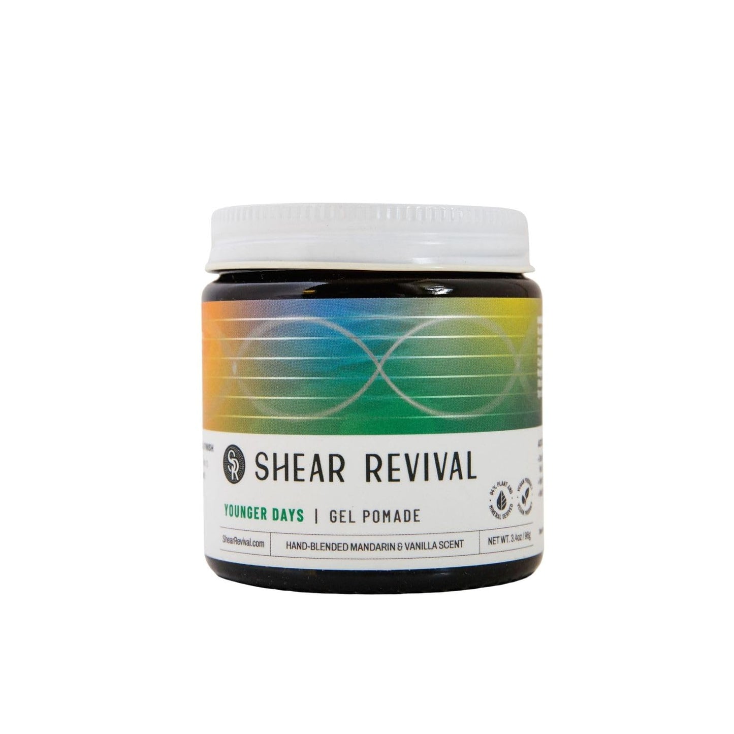 Shear Revival Younger Days Gel Pomade for Men & Women - Vegan, Medium Hold, Natural Finish for All Hair Types, Mandarin & Vanilla Scent, Travel Friendly 3.4oz and Eco-Conscious Packaging