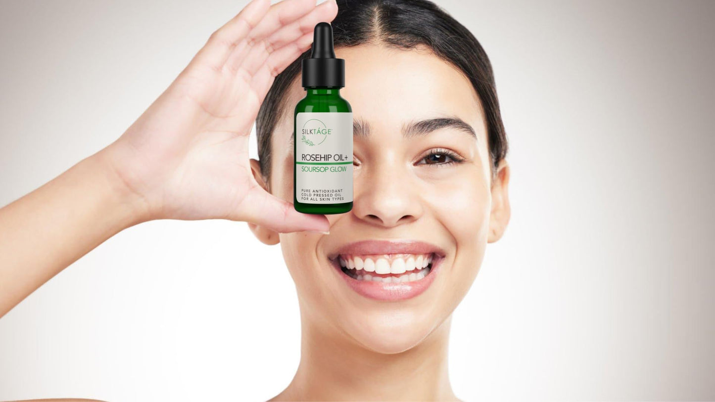 SILKTÁGE Rosehip Oil Soursop Glow - Organic Face Moisturizing Oil and Serum for Dry Skin, Mature Skin, Wrinkles, Dark Spots, Hydration with Rosehip & Soursop Oil 1 Fl. Oz
