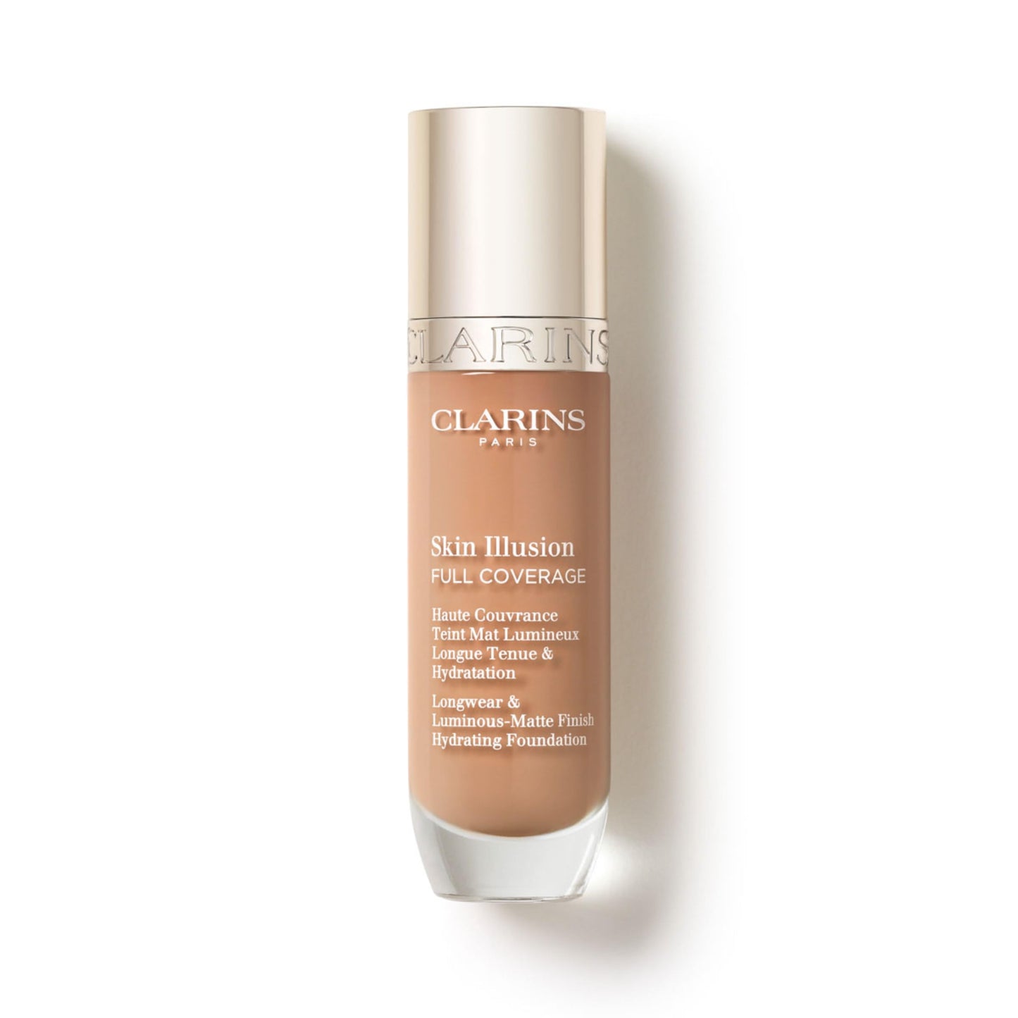Clarins Skin Illusion Longwear Full Coverage Foundation|Luminous Matte Finish|24H Hold and 24H Hydration|Natural Looking|Transfer, Sweat and Smudge Proof| Contains Hyaluronic Acid|1 Fl Oz, 107C