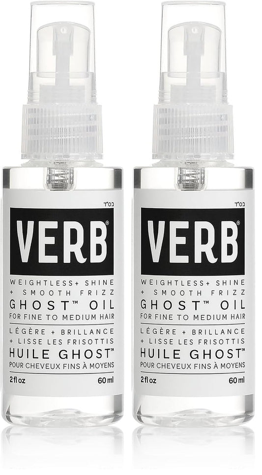 VERB Ghost Oil, 2 fl oz- Weightless Hair Oil for Fine to Medium Hair – Smooths Frizz, Adds Shine – No Parabens, Gluten or Harmful Sulfates, (Pack of 2)
