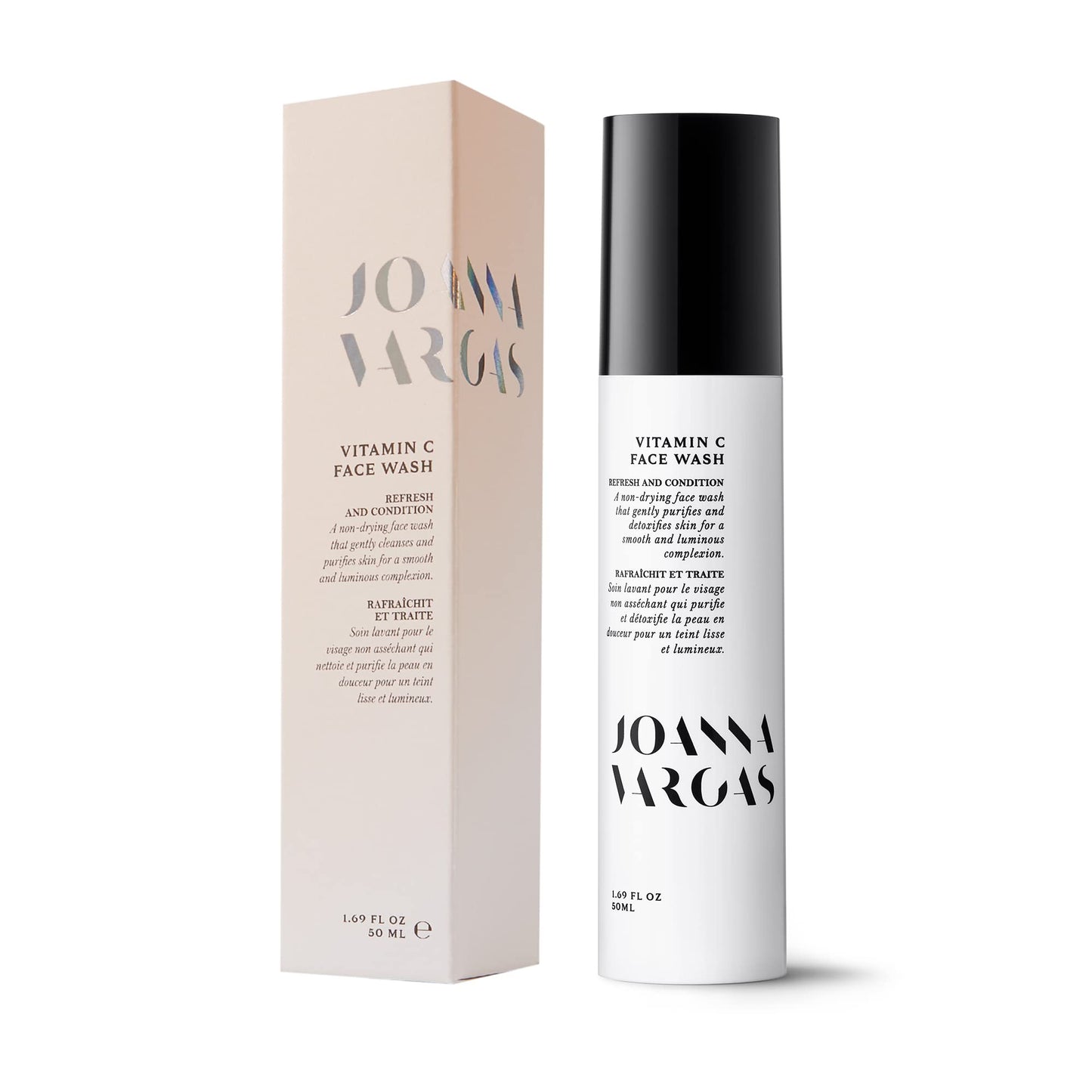 Joanna Vargas Vitamin C Face Wash for Women – Hydrating Daily Facial Cleanser with Witch Hazel, Hyaluronic Acid & Galactoarabinan – Gentle Clarifying Face Wash for Dry or Dull Skin – 120ml
