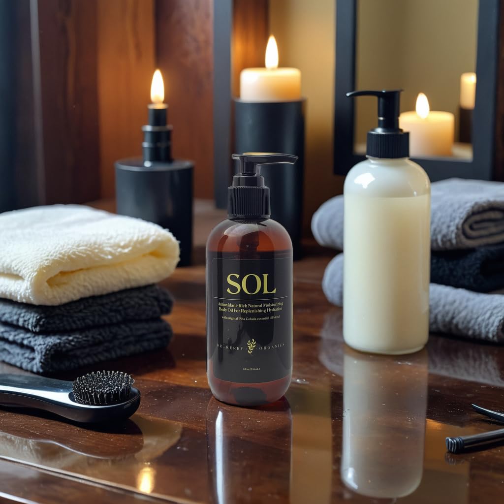 Sol – Moisturizing Formula with Pina Colada Fragrance, 100% Organic, Non-greasy, Antioxidant-Rich, Lightweight & Fast Absorbing, Deep Hydration, Rejuvenate dry skin, Unisex, Pump Bottle, 8 oz, 1ct