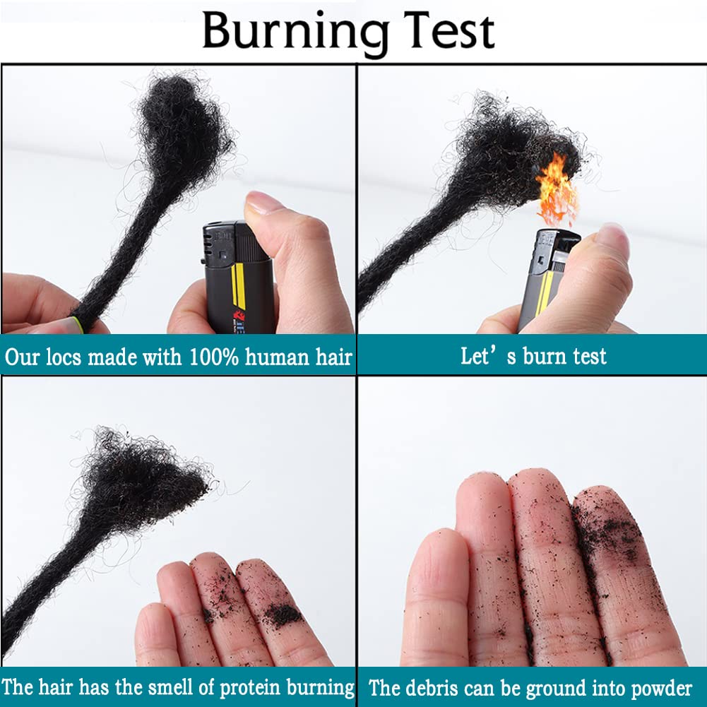 Loc Extension Human Hair 0.4cm Width 6inch 40 Strands 100% FUll Handmade Permanent Dreadlock Extension Human Hair for Women/Men/Kids Can Be Dyed Bleached Curled (Width 0.4cm Natual Black)