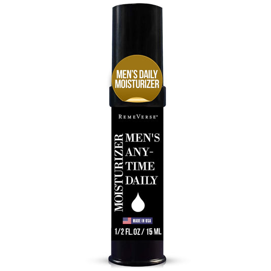 RemeVerse Men’s Anytime Daily Moisturizer with Hyaluronic Acid, Peptides, Vitamins C & E, Collagen, Green Tea - Smoothes & Hydrates Skin, Fragrance-Free, Water-Based, Youthful Care Formula - 15ml