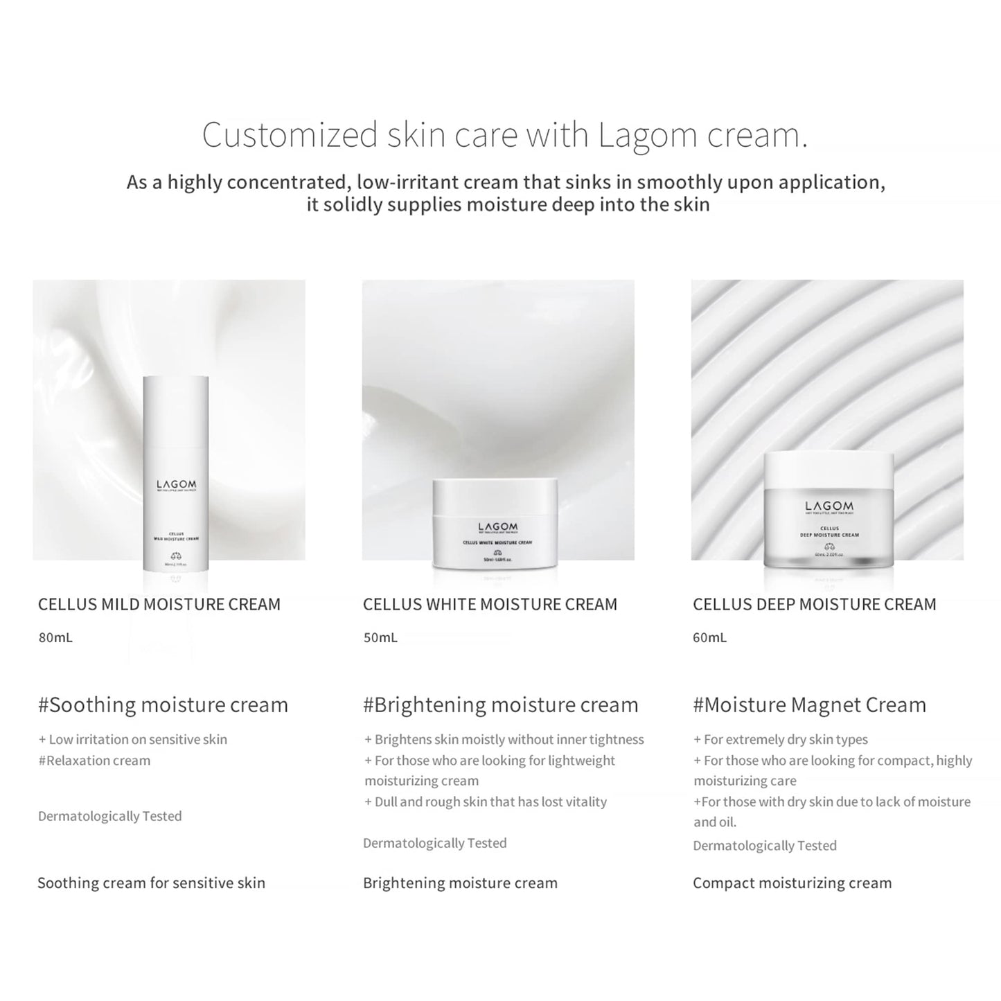 LAGOM Cellus Mild Moisture Cream with D-panthenol, Natural Moisturizer, Hypoallergenic, Fragrance-Free, Refreshing Herbal Face Lotion for Sensitive Skin 2.71 Fl Oz