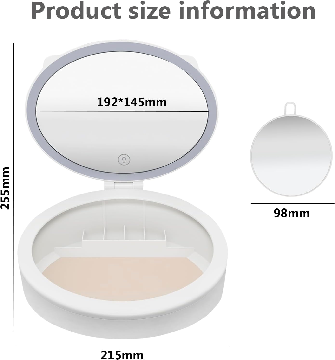 LED Makeup Mirror - 10X/1X Magnifying Vanity Mirror with 66 LEDs | 3 Lighting Modes & Storage (White)