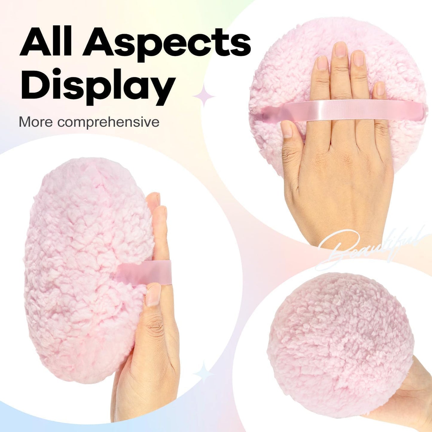 Large 6-Inch Body Powder Puff - Soft Dusting Applicator with Storage Jar | Charming Pink