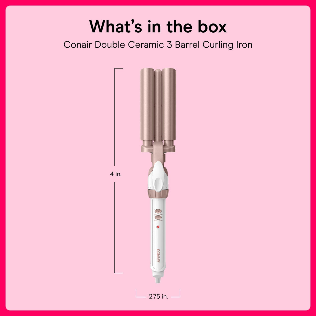 Conair Curling Iron & Waver Hair Tool, Triple Barrel, White/Rose Gold