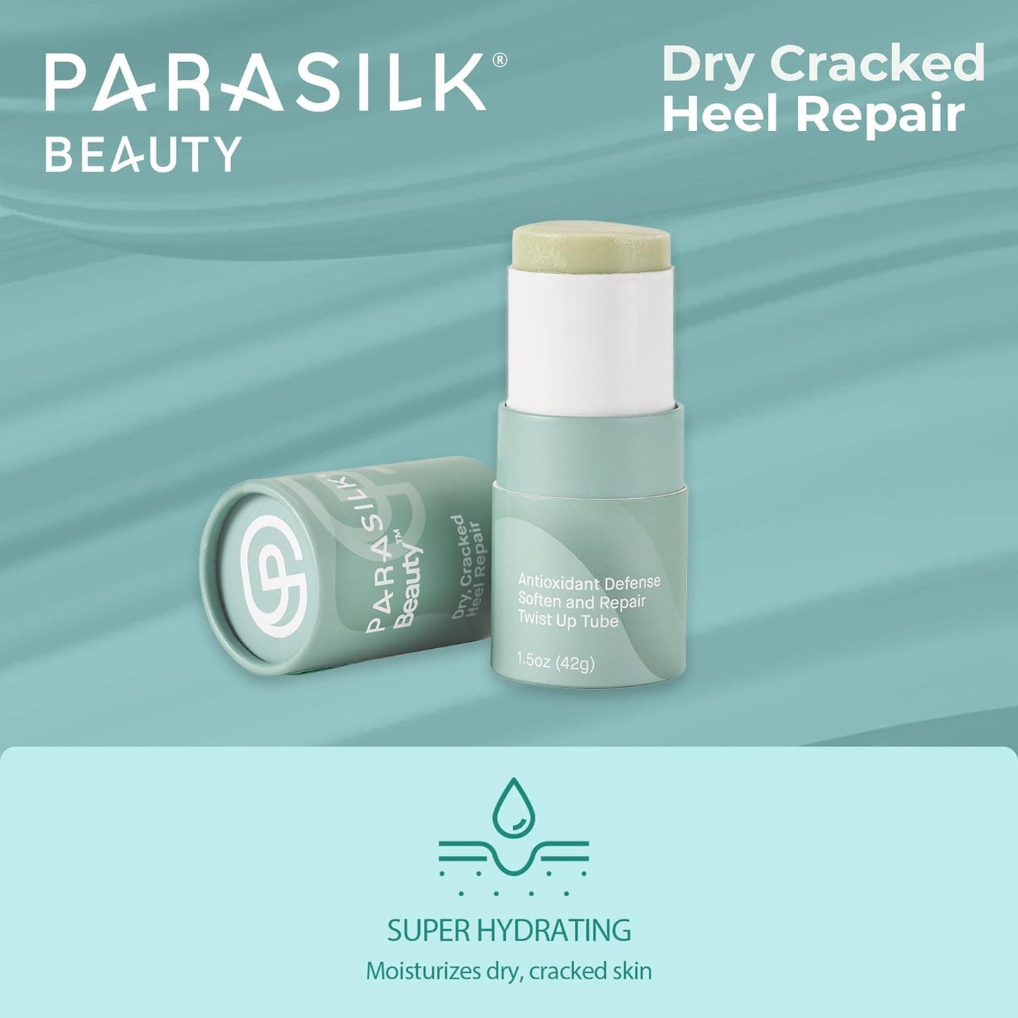 Parasilk Beauty Lemongrass Heel Repair Moisturizing Stick for Dry, Cracked Feet. Superior Antioxidant Oils & Wax Repair & Soften Dry Skin, Nighttime Foot Balm