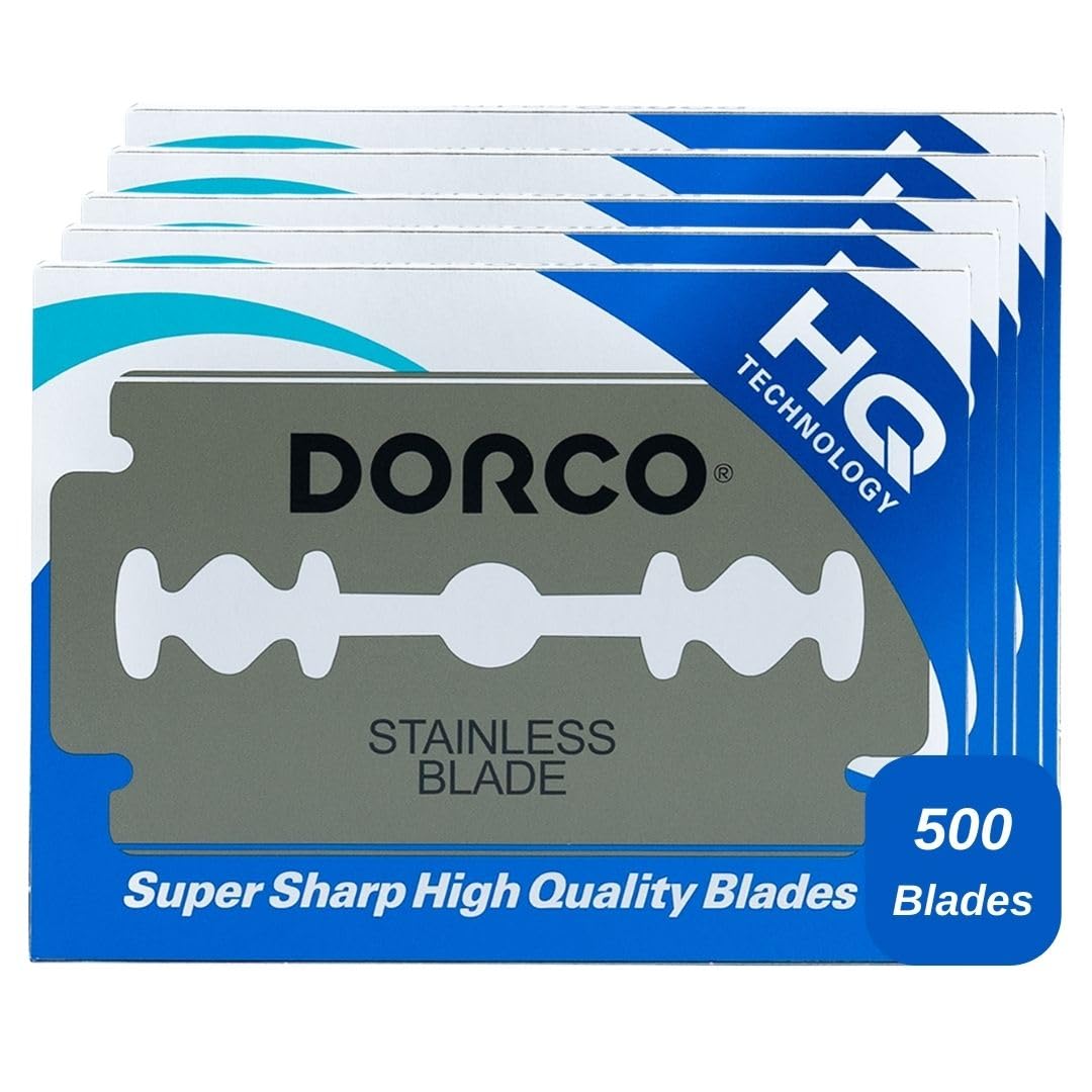 Dorco ST300 Platinum Double Edge Razor Blades - 500 Count Premium Stainless Steel for Smooth Shaving