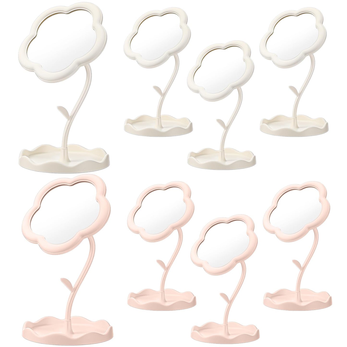 GlikCeil 8 Pcs Flower Shaped Mirror Spa Party Makeup Mirror Sleepover Party Favor for Spa Sleepover Slumber Birthday(Pink, White)