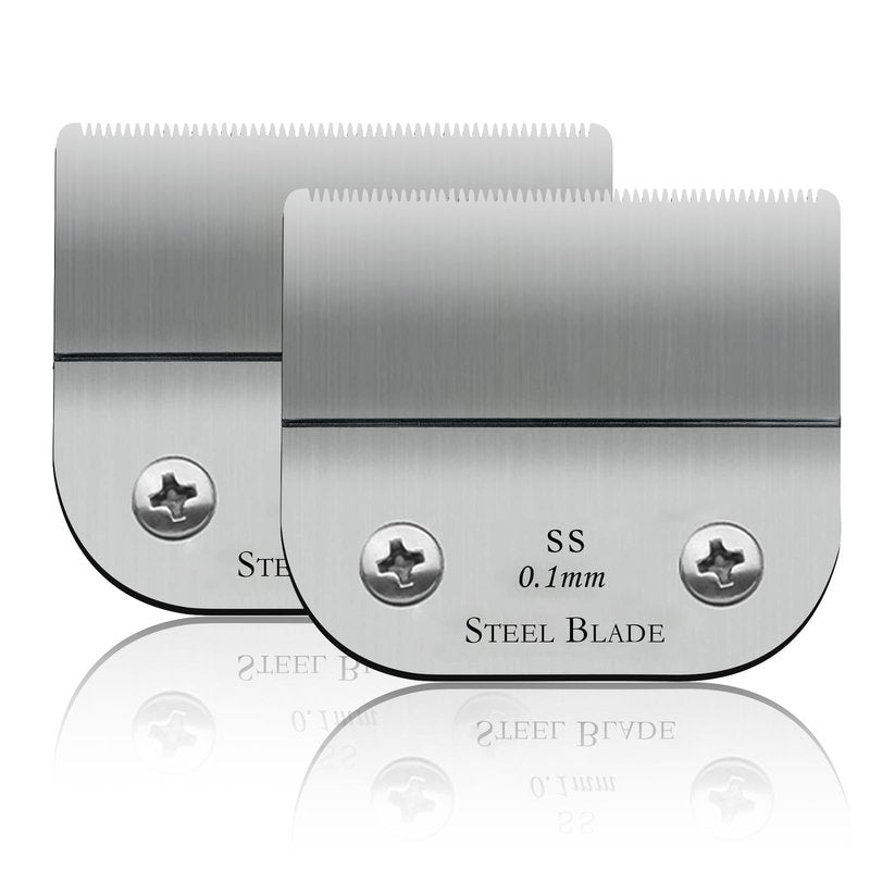2 Packs Model #64160 Professional Detachable Replacement Stainless-Steel Blades,Cut Length 1/150"(0.1mm),compatible with Andis Ultraedge Outliner Blade/oster Classic 76/Star-Teq/Power-Teq/A5 Clipper