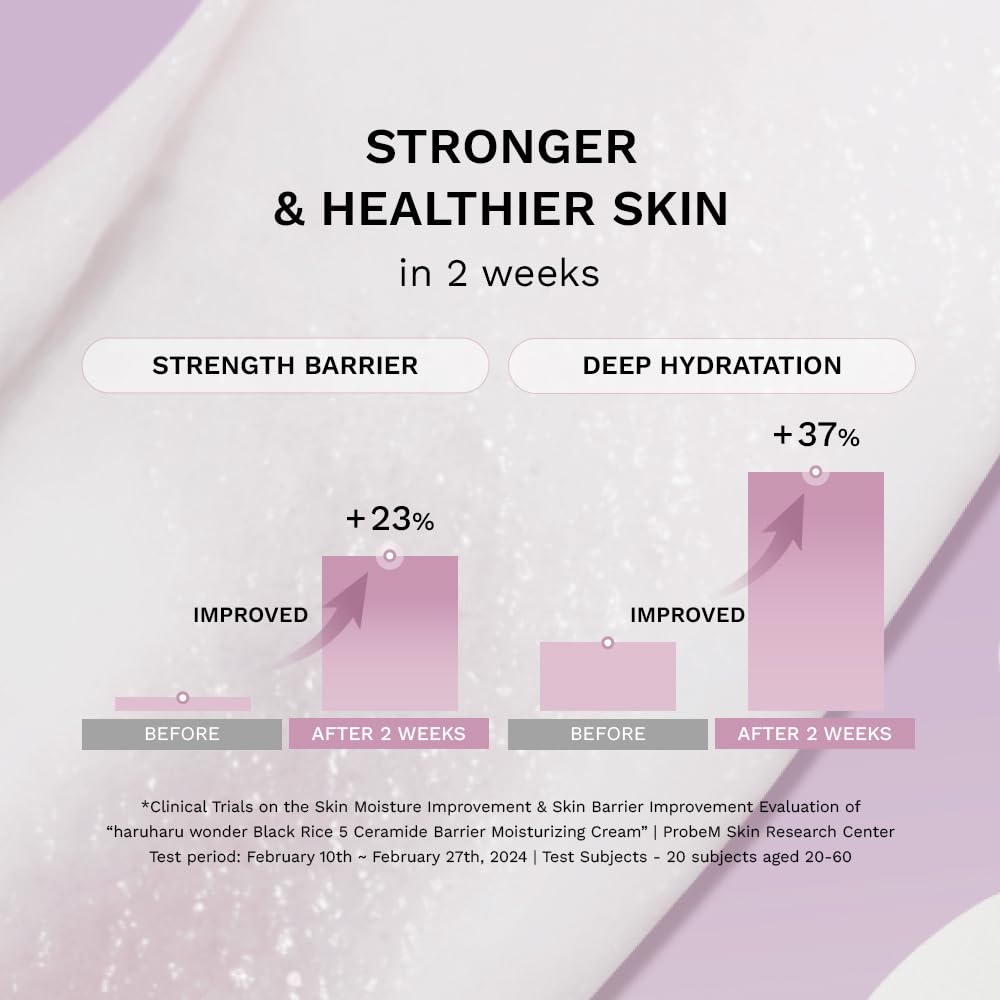 HARUHARU wonder Black Rice 5 Ceramide Barrier Moisturizing Cream 1.69 fl oz, Barrier Repair, Ceramides, Dry Skin Care, Long-Lasting Hydration, Soothing Nourishing, Lightweight, Vegan