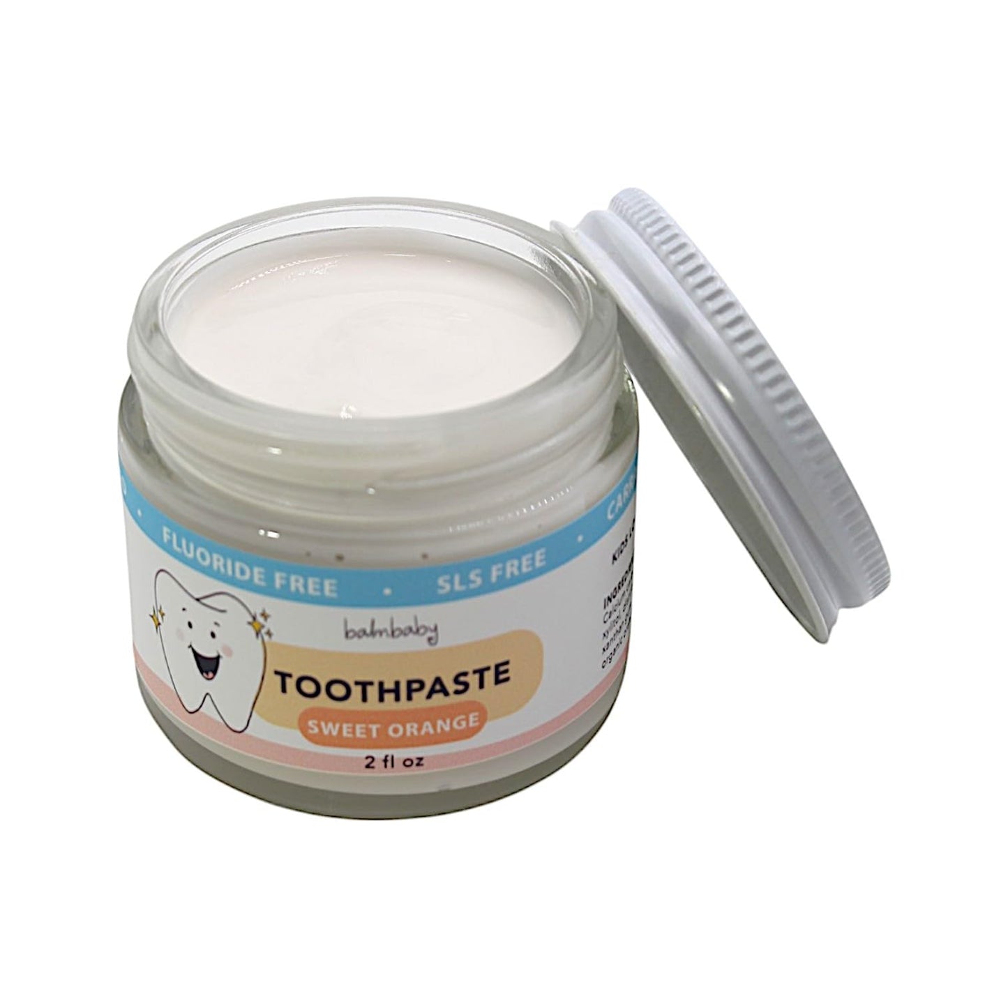 Kids All Natural Fluoride Free Toothpaste – SLS Free Toothpaste with Xylitol, Vegan Gluten Free, Glass Jar Zero Waste Teeth Paste
