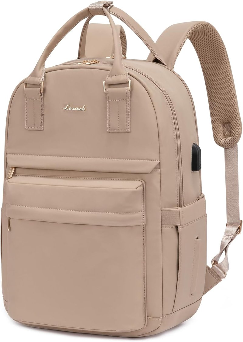 LOVEVOOK Laptop Backpack for Women - Stylish 15.6-Inch Waterproof Bag with USB Port | Vintage Travel Daypack