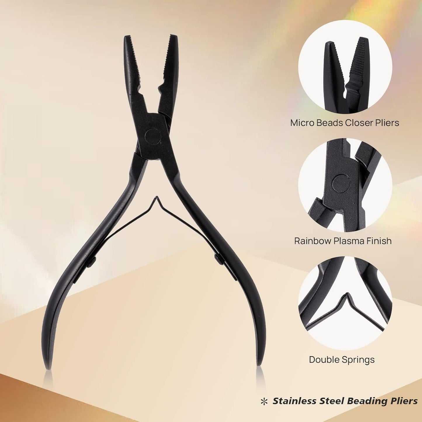 Hair Extension Tool Kit - Silicone Micro Beads, Stainless Steel Plier & Needle Hook for Easy Beading | Perfect for Cosplay & Styling