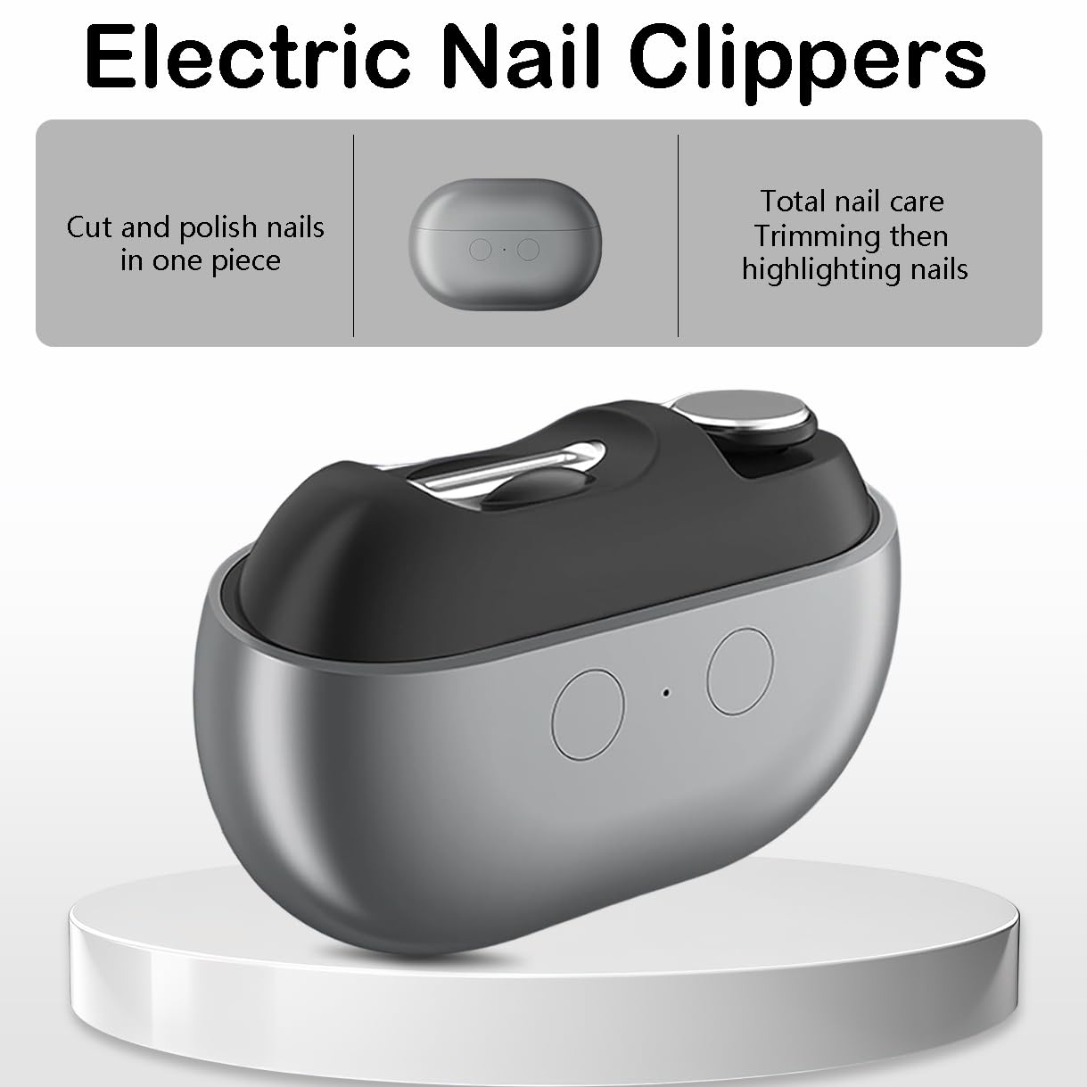 3-in-1 Electric Nail Trimmer, Automatic Nail Clipper with Polishing & LED Light, Rechargeable Electric Nail Clippers with Debris Collector for Adults, Kids & Seniors