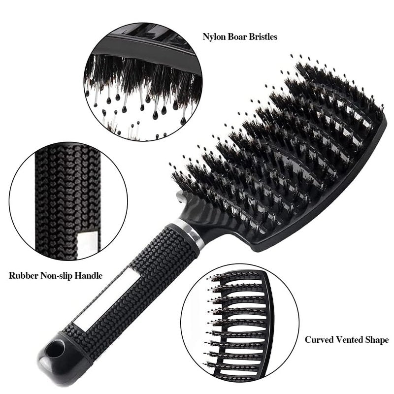 Round Brush for Blow Drying with Boar Bristle Hair Brush Set Thermal Ceramic & Ionic Tech Large+Samll Round brushes Set for Girls/Women Salon Blowout & Styling,Curling Ideal Short and long Hair