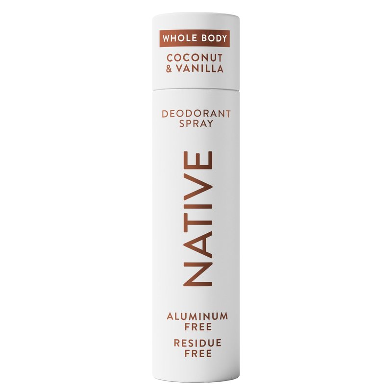 Native Whole Body Deodorant Spray, Coconut & Vanilla Scent, 72 Hour Odor Control for Pits, Privates & More, Aluminum Free, Quick-Drying Deodorant for Men & Women, 3.5 oz