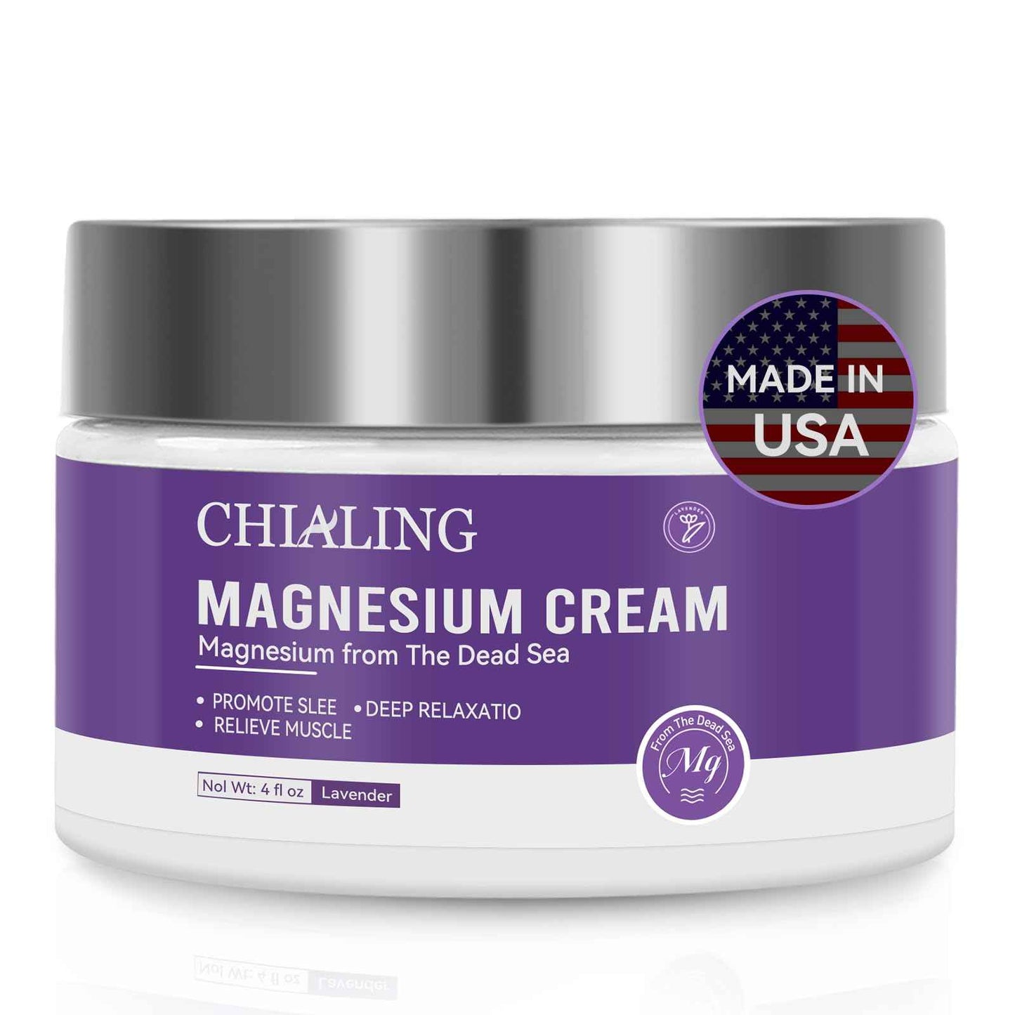 DeadMagnesium Cream, Magnesium Lotion from The Dead Sea - Natural Ingredients - Made in USA - Use Day and Night, Lavender Magnesium Cream, 4 oz