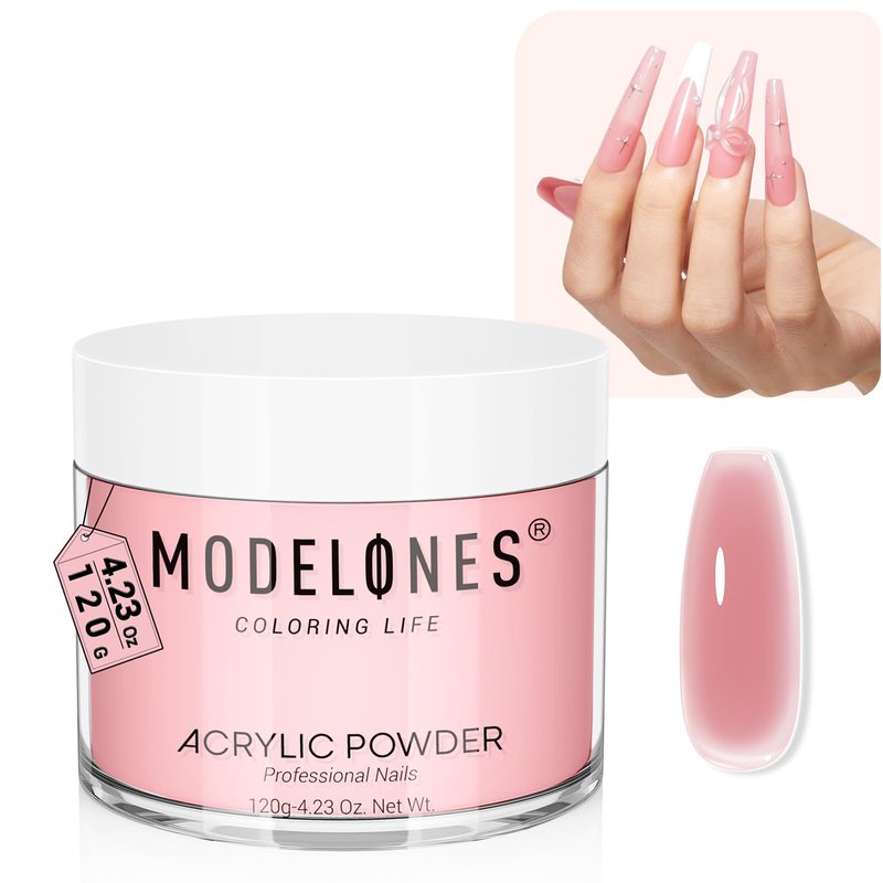 Modelones Acrylic Powder, 4.23oz Upgraded Cover Pink Nail Acrylic Powder for Nail Art 3D Carving French Nails Extensions, Non-Yellowing, Valentines Day Gifts for Women