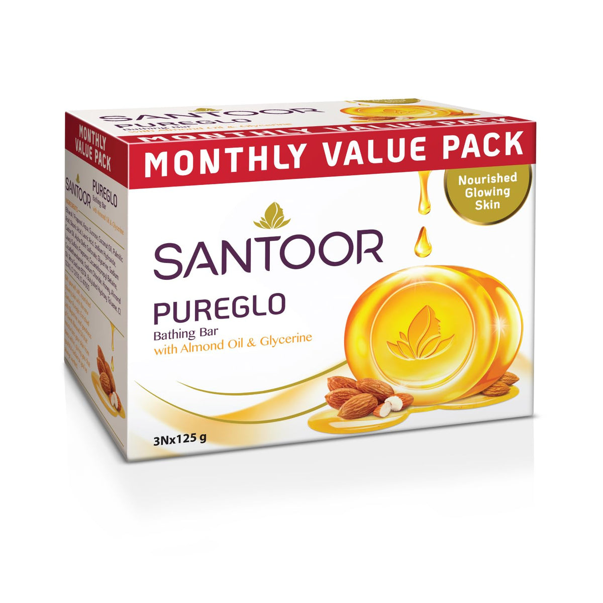 Santoor PureGlo Glycerine Soap, 125g