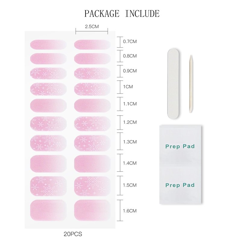 JMEOWIO Gel Nail Stickers Christmas Snowflake Semi Cured Gel Nail Strips Wraps UV/LED Nails Art Design Decoration Accessories