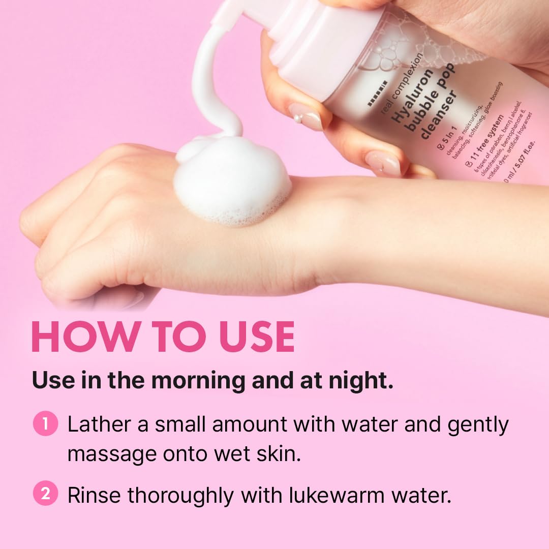 Hanskin Hyaluron Bubble Pop Cleanser – Korean Hydrating Foaming Face Wash with Hyaluronic Acid for Gentle Deep Cleansing, Softening Glow, pH-Balanced Daily Cleanser for Glass Skin | 5.07 fl oz