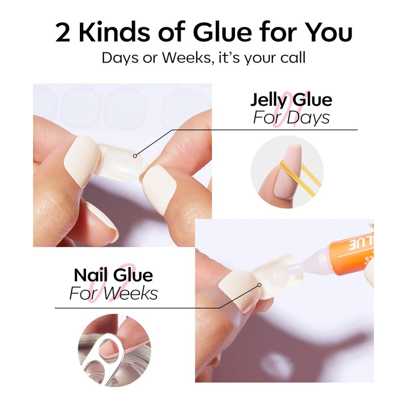 Modelones Pure White Press on Nails Almond, Short Almond Fake Nails, Reusable Nail Kit with Nail Glue Adhesive Tabs Mini Nail File, Nails Press Ons 32Pcs16 Sizes