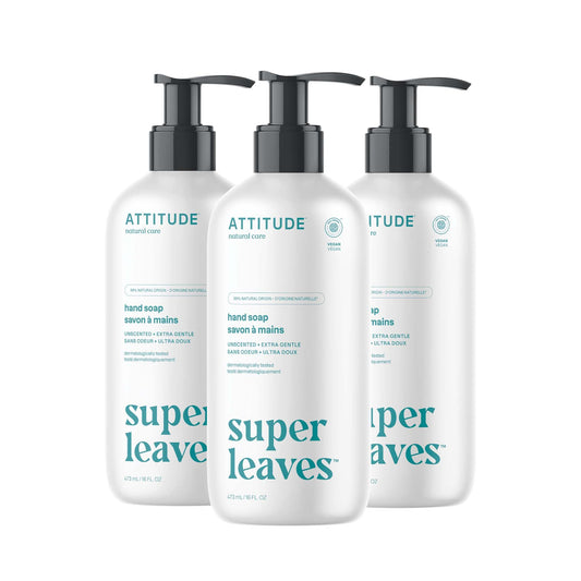 ATTITUDE Liquid Hand Soap, EWG Verified, Plant and Mineral-Based, Vegan Personal Care Products, Unscented, 16 Fl Oz (Pack of 3)