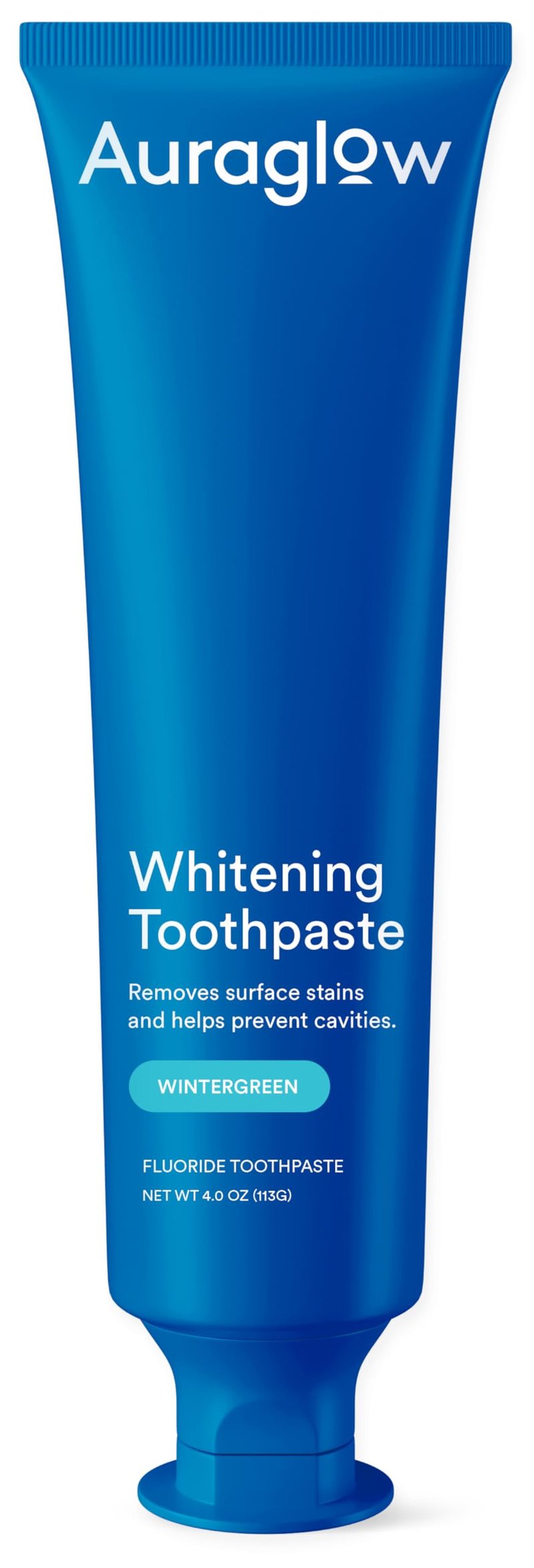 Auraglow Whitening Toothpaste, Hydrogen Peroxide Toothpaste with Fluoride, Whitens Teeth, Prevents Cavities, Strengthens Enamel for Adults, Kids Oral Care, Wintergreen Flavor, 4 oz (1 Pack)