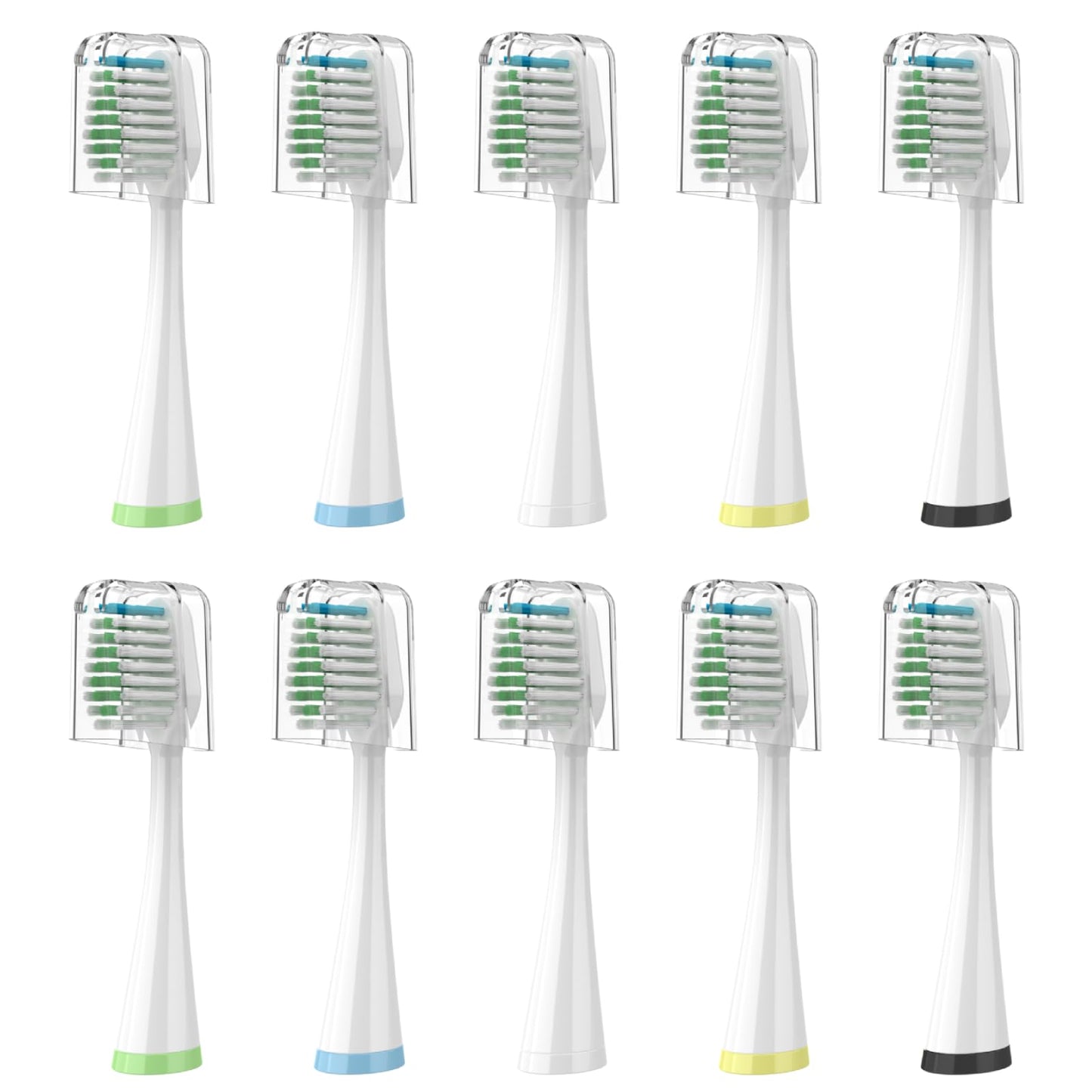 Replacement Toothbrush Heads for Waterpik Complete Care 5.0/9.0 (CC-01/WP-861), with Covers, 10 Count, White