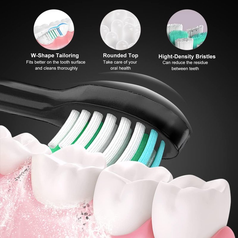 Sonic Electric Toothbrush for Adults - Rechargeable with 4 Brush Heads & 5 Modes | Travel Case Included