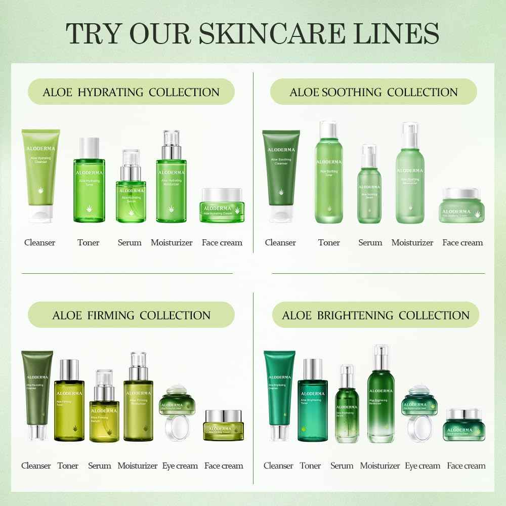 Aloderma Aloe Vera Gels Set, 2 Pieces - 300g Aloe Vera Gel + Tea Tree Oil, 45g Aloe Vera Gel - Hydrating, Moisturizing
