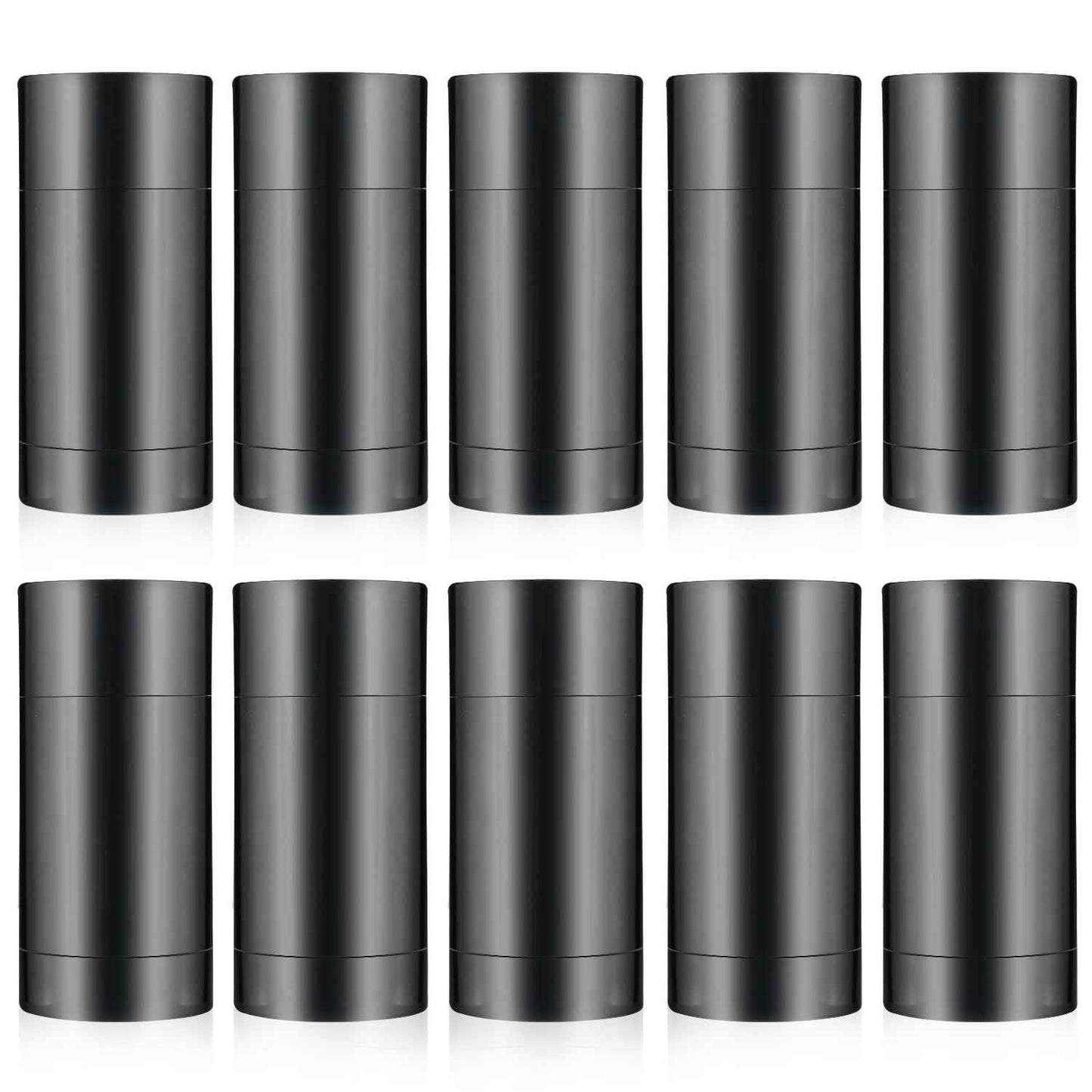 Mirrline 10 Pcs 75ml/2.5oz Empty Deodorant Containers Plastic Twist-up Filling Stick Refillable Round Bottom Fill Bottles Tubes for Homemade Natural Deodorant Lip Balm Soap - Black