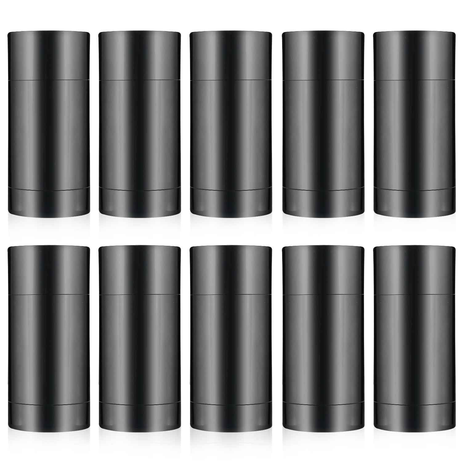 Mirrline 10 Pcs 75ml/2.5oz Empty Deodorant Containers Plastic Twist-up Filling Stick Refillable Round Bottom Fill Bottles Tubes for Homemade Natural Deodorant Lip Balm Soap - Black