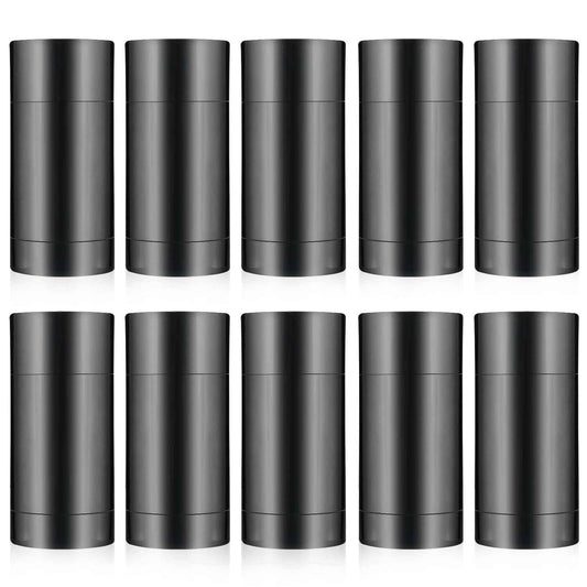 Mirrline 10 Pcs 75ml/2.5oz Empty Deodorant Containers Plastic Twist-up Filling Stick Refillable Round Bottom Fill Bottles Tubes for Homemade Natural Deodorant Lip Balm Soap - Black
