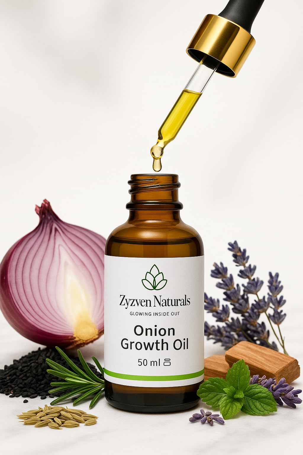 Zyzven Naturals Onion Growth Oil – Multipurpose Scalp & Hair Nourishing Oil with Castor, Black Seed, Moringa & Essential Oils – 50ml Onion Hair oil Natural Hair Care