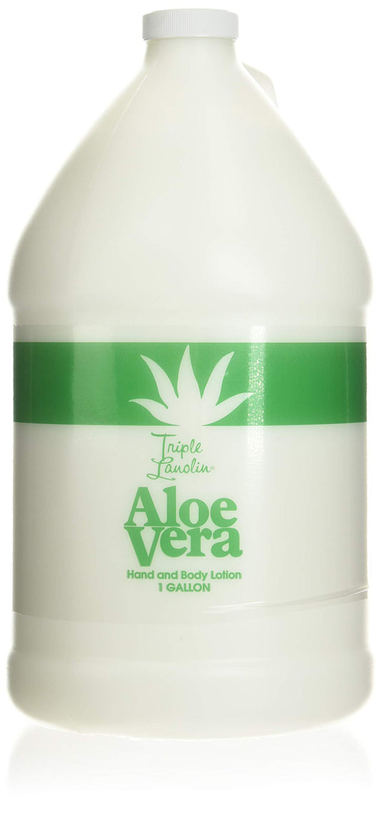 Triple Lanolin Aloe Vera Soothing Lotion (128 Fl Oz) – Professional Bulk Moisturizer for All Skin Types – Deeply Hydrating Aloe & Lanolin Hand and Body Lotion – Non-Greasy & Fast-Absorbing