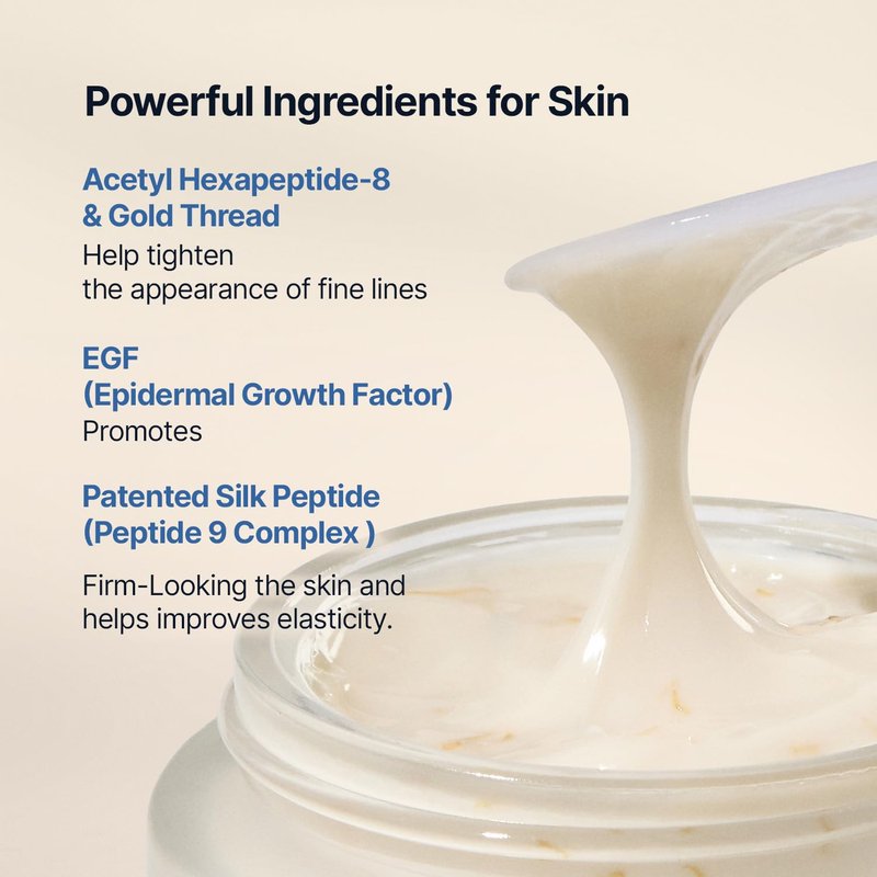 Silk Peptide EGF Cream - Copper Peptides & Volufiline for Fine Lines | Hydrating Face Moisturizer 1.69 fl oz