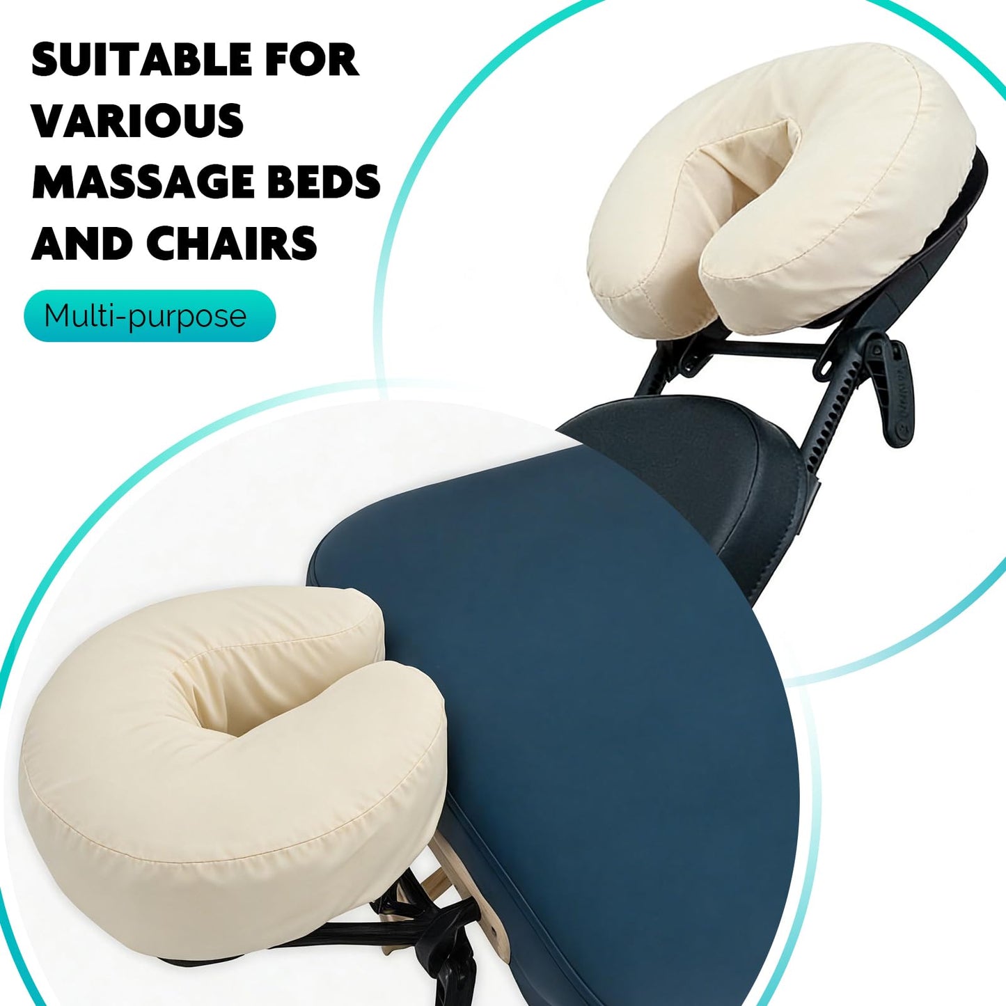 SINLAND Reusable Microfiber Massage Face Rest Covers,Cream,6 Pack