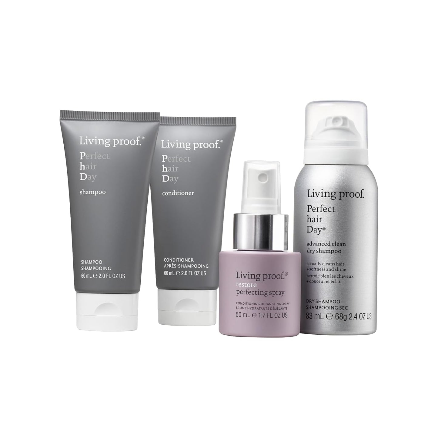 Living Proof Hydrate + Detangle Kit | Travel Size Hair Care Set - Shampoo, Conditioner & Spray