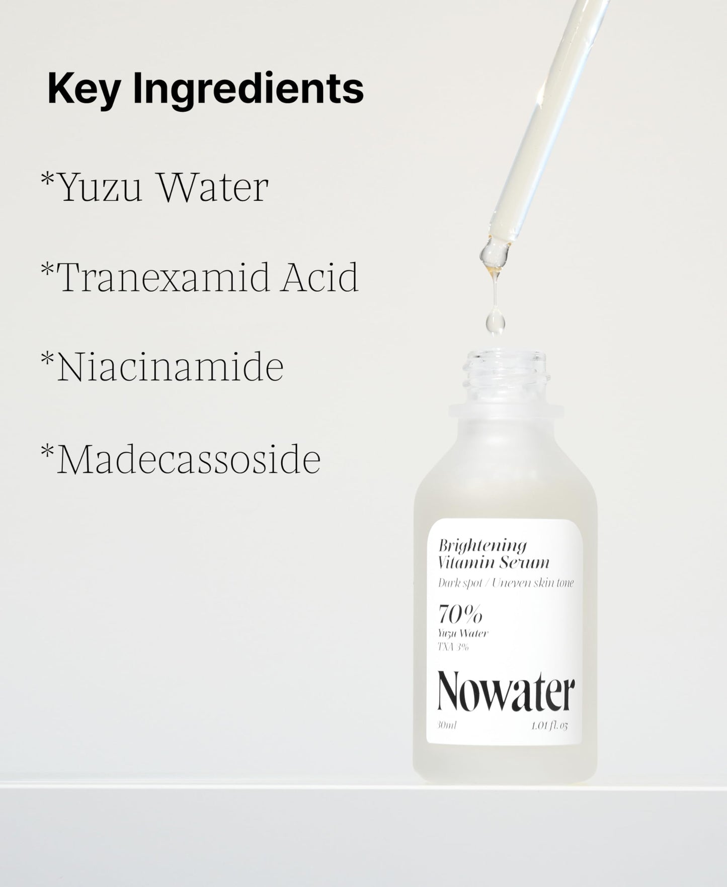 Tranexamic Acid 3% + Niacinamide Serum – Korean Dark Spot & Hyperpigmentation Treatment, Brightening Face Serum with Yuzu Water for Melasma & Uneven Skin Tone, NOWATER (1.01 fl.oz)